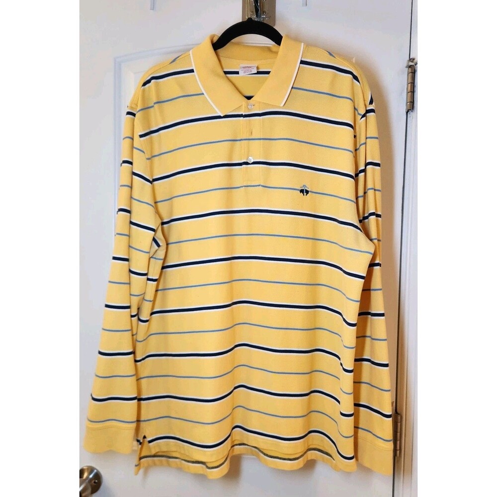 Brooks Brothers Rugby Performance Polo Mens XL Long Sleeve Striped VTG Cotton